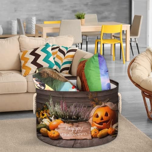 Elementos de Halloween 09 grandes cestas redondas para cestas de lavanderia de armazenamento com alças cestas de armazenamento