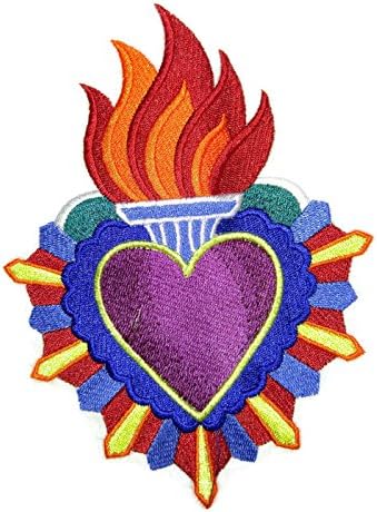 Corações de cura de Milagro personalizadas e exclusivas [coração e flame Milagro] Ferro bordado em/swort Patch [6.62 4.88] [Feito nos