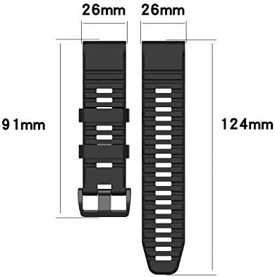 Banda de silicone Reyda compatível com Garmin Fenix ​​7x/6x/6x Pro/5x/5x Plus/3/3 hr, 26mm de pulseira de silicone de