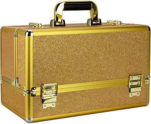 Ver Beauty Rucella Makeup Case Professional Travel Organizer Box, Gold Krystal