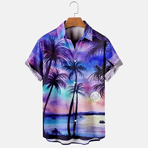 Askelly Hawaiian Shirt para homens, camisa havaiana masculina botão casual de manga curta Aloha Beach Shirts Mens Graphic