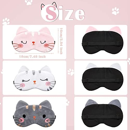 Máscara de olho fofa para dormir 3 pedaços de desenho animado cão de gato rosto capa de olho de animal engraçado máscara de dormir