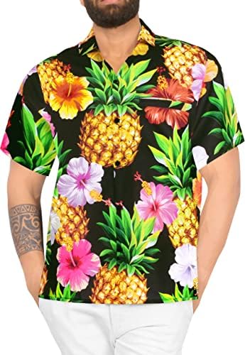 Happy Bay Mens Havaiano Camisa de Manga Curta Botão de Aloha Tropical Beach Shirts For Men