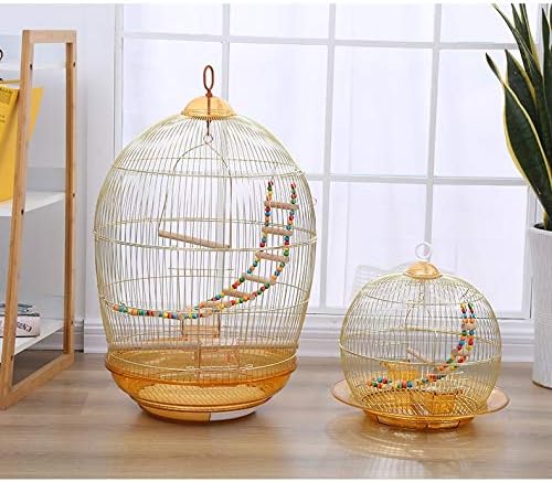 MJWDP Little Sun Parrot Cage redonda de luxo de metal dourado gaiola de pássaros Casas de pássaros Acessórios Pet Supplies