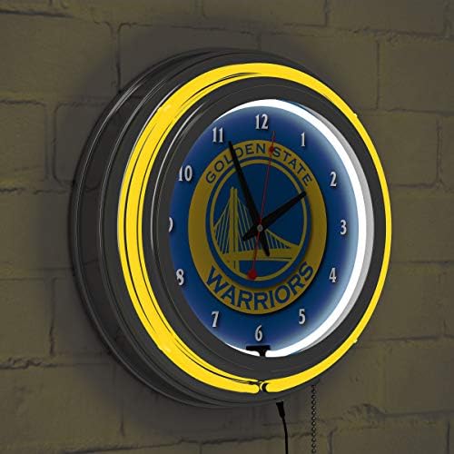Golden State Warriors NBA Chrome Double Ring Neon Clock
