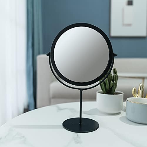 Longsheng - Desde 2001 - espelho de maquiagem 360 ° Rotação Metal Cosmetic espelho para mesa de mesa - preto