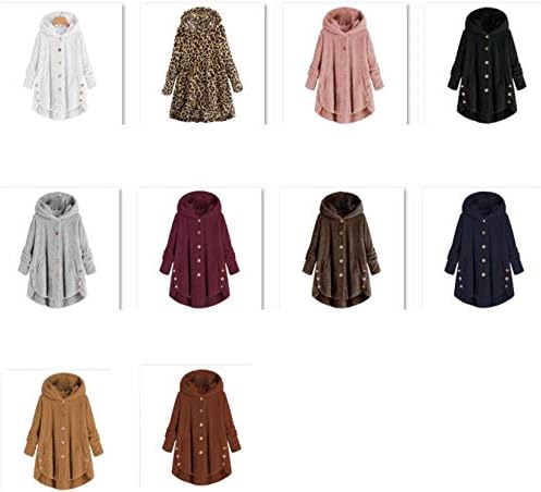 As mulheres Andongnywell cobrem casuais de lã dupla de folha dupla casacos falsos de jaquetas de desligamento de inverno com bolsos
