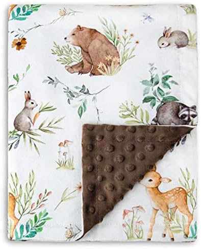 Homritar 2 Pack Baby Clanta para meninos meninas com animais da floresta Impresso 30 x 40 polegadas + algodão Waffle