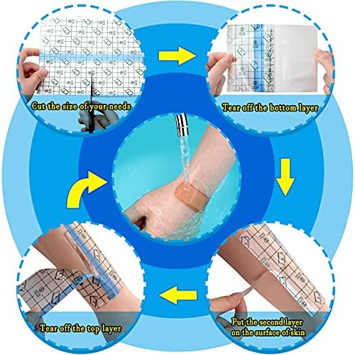 2 rolls tatuagem tatuagem tatuagem de bandagem de bandagem, protetor Clear Stretch Adhesive Bandrages 10 peças Caso de chuveiro