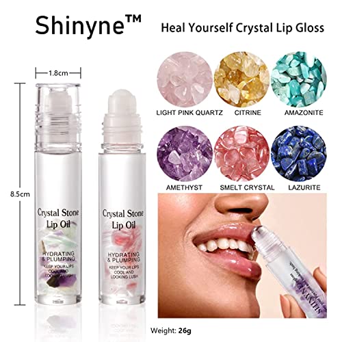 Shinyne natural hidratante hidratante lábio luxuriante lábios corposos, brilho labial de cristal natural shinyne,