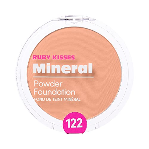 Ruby beijos Fundação em pó prensado mineral, cobertura média a completa acabamento natural 0,35 onça