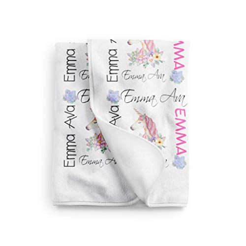 Monograma de unicórnio recebendo manta de bebê personalizada Unicórnio Floral Swaddle Swaddle Baby Blanket recém