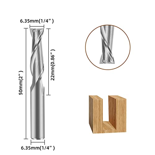 Foxalien 1/4 haste 2 flautas CNC Bits, diâmetro de corte de 1/4 para madeira, arylic, mdf, fibra de carbono, moagem de corte de alumínio