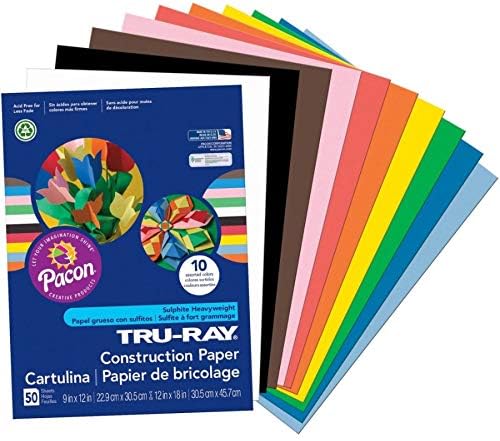 Papel de construção Tru-Ray P103031, 10 cores clássicas, 9 x 12, 50 folhas