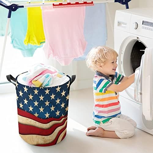 Star and Stripe USA Flag Leundry Horty Treating Storage Storage Laundry Basket Large Toy Organizer Basket