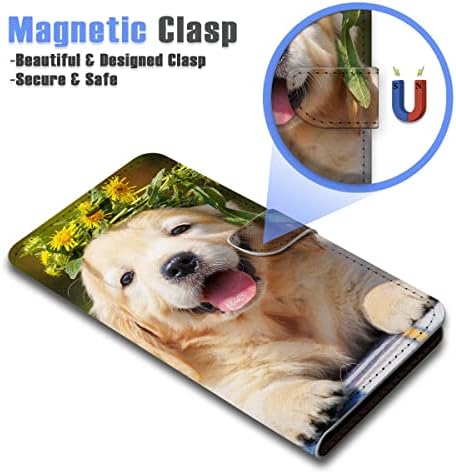 Para a Samsung S9, para o Samsung Galaxy S9, capa de capa de carteira de flip -flip, A24804 Puppy Dog Golden Retriever