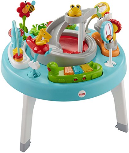 Fisher-Price Baby to Toddler Toy 3 em 1 Centro de atividades Sit-to-Stand e cadeira portátil de bebê, assento de piso de luxo com brinquedos removíveis e bandeja de lanches