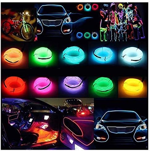 GRFD EL WIRE NEON Luz para decoração de interiores de carros automotivos, luzes do painel de neon com EDG de costura de 5 mm, tiras