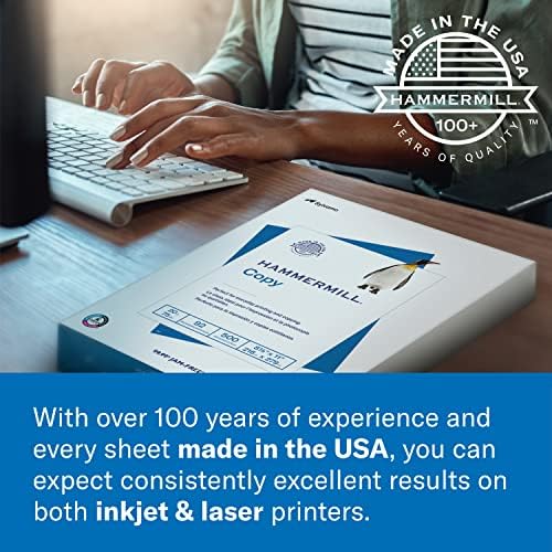 Papel da impressora Hammermill, papel de cópia de 20 lb, 8,5 x 11 - 1 palete, 40 casos - 92 Bright, fabricado nos EUA