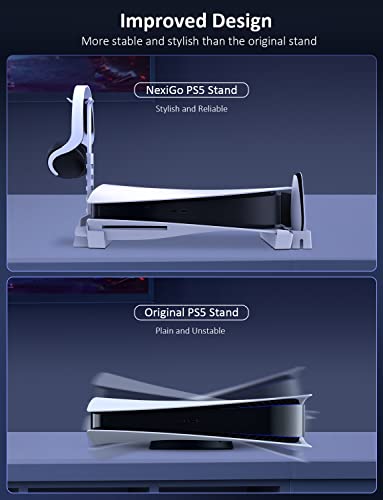 NEXIGO PS5 Sistema modular de suporte horizontal, [design minimalista], suporte de base com o suporte do fone de ouvido, o disco rígido e os slots remotos de mídia, compatíveis com o PlayStation 5 Disc e edições digitais