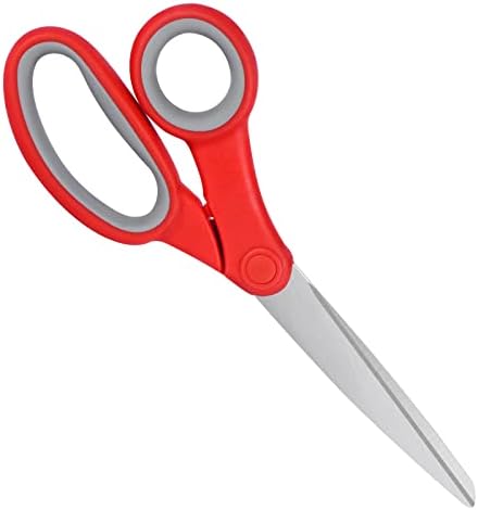Balaipor Scissors, de 8 de 8 Todo o objetivo da tesoura de aço inoxidável para adultos para crianças, ótimos para artesanato, escritório, costura, tecido, vermelho