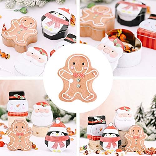 Bestoyard Christmas Cookie Box Candy Tin Jar Candy Storage Contêineres de lata Biscoitos de Natal Tin Can Gingerbread Man