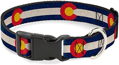 Colar de clipe de plástico de fivela - bandeiras do Colorado2 Repita vintage - 1/2 de largura - se encaixa no pescoço 8-12 - médio