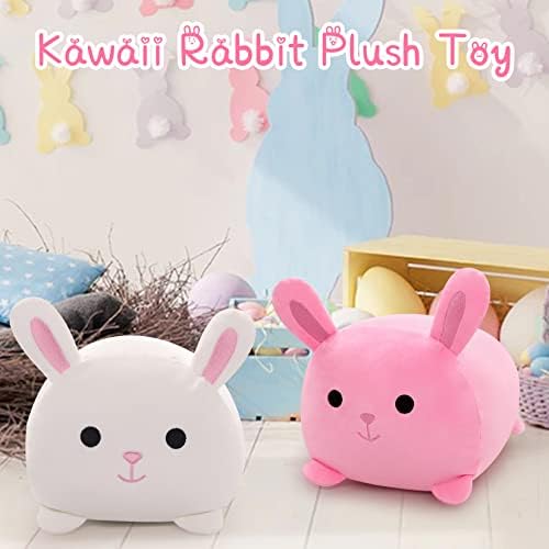 Kophinye Páscoa Bunny Plush Pillow Brinquedo de animais de pelúcia de páscoa fofa, travesseiro de pelúcia de coelho macio de 14 polegadas