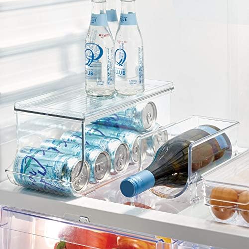 Idesign Recicled Platpl Beverage Fridge Organizer Bin com tampa - 13,84 ”x 5,7” x 5,8 ”, plástico transparente