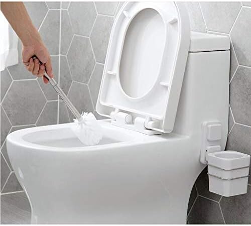 Escova de vaso sanitário pincel de vaso sanitário pincel de banheiro e suporte de banheiro de parede branco montado em banheiro longa com alça de vaso sanitário com escova de limpeza de plástico base escova de vaso sanitário