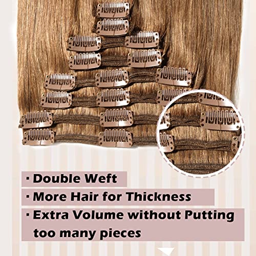 Clipe nas extensões do cabelo, cabelo humano real marrom marrom duplo duplo 10 polegadas 110 g de cabelo reto Remy 8pcs clipes em extensões de cabelo 06