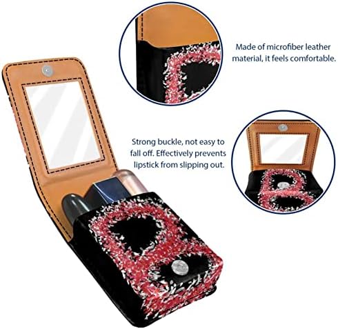 Caixa de batom de Oryuekan, bolsa de maquiagem portátil fofa bolsa cosmética, organizador de maquiagem do suporte do batom, folhas vermelhas letra B