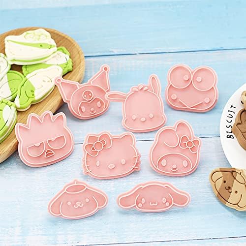8 peças Mini cortadores de biscoitos de desenhos animados para assar, selos de biscoito de gengibre de design 3D, adequados