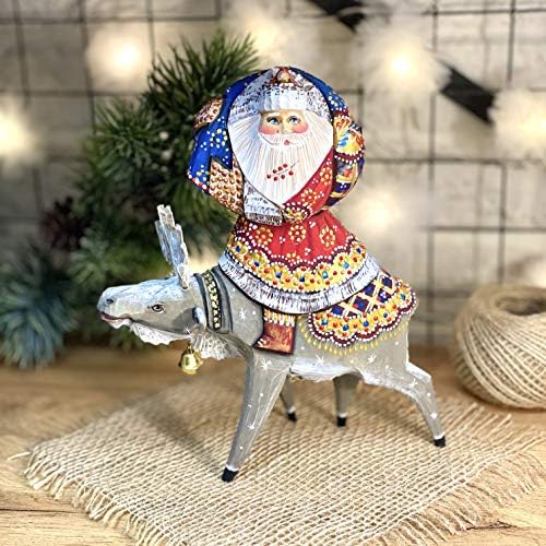 Estatueta de madeira exclusiva Natal Russo Papai Noel. É amorosamente esculpido e pintado por artistas russos. Feito na Rússia