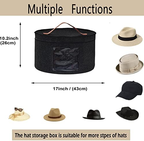 Caixa de chapéu Yofuhope, boxe de armazenamento de chapéu para mulheres e homens, caixas de chapéu de viagem redonda dobráveis ​​com tampa, organizador da caixa de chapéu de cowboy, bolsa de armazenamento de brinquedos de pelúcia