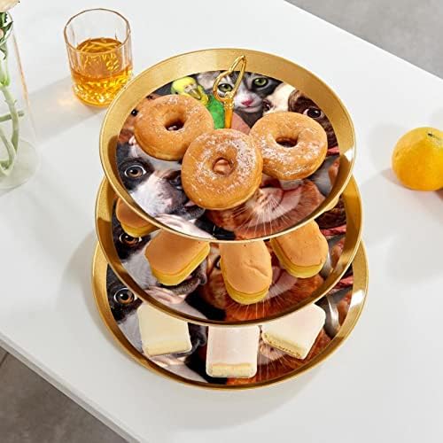 3 Placa de fruta de cupcake de 3 camadas de sobremesa Plástico para servir suporte de exibição para casamento de