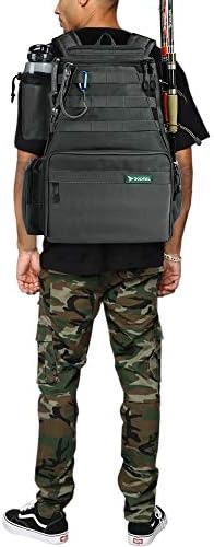 Rodeel Pesques Tackle Backpack 2 Pesques de haste de pesca sem 4 caixas de equipamento, armazenamento grande, mochila para pesca