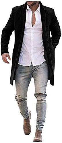 Casaco de lã de casaco de inverno masculino Mistura de ervilha Slim Fit Fit Single Basted topecoat Business DOWM Jacket