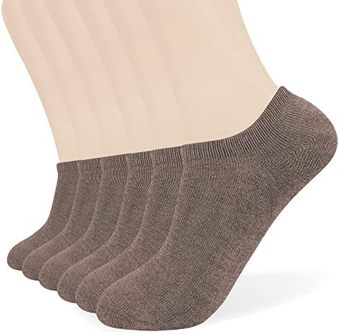 Haloyiyi masculina meias sem espetáculos almofadados invisíveis loafer meias de bobo com bobo com garra não deslizamento 6 pacotes