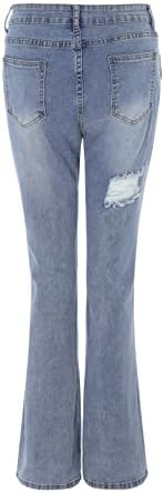 Miashui calça jeans curta para mulheres de verão feminino de moda casual da cintura alta elástica Rapped feminina
