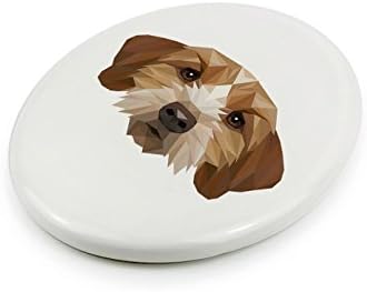 Basset fauve de bretagne, placa de cerâmica de lápide com uma imagem de um cachorro, geométrico