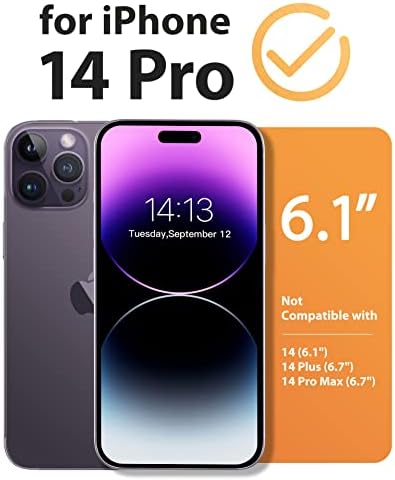 GVIEWIN para iPhone 14 Pro Case com protetor de tela e protetor de lente de câmera, Proteção Floral Slim Slim Choff Protetor