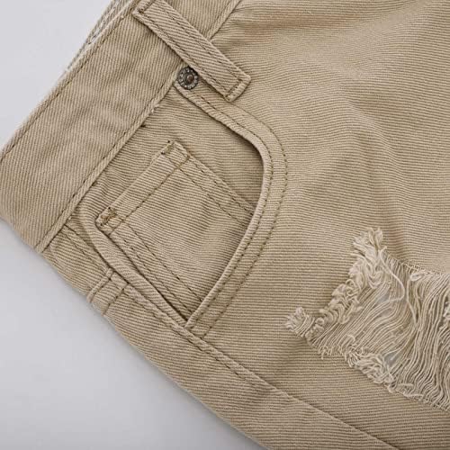 QUGUANDZ Moda Moda Bainha Ricada com jeans shorts para mulheres Summer Summer Casual Botão de ajuste Fly Jean Shorts para sair