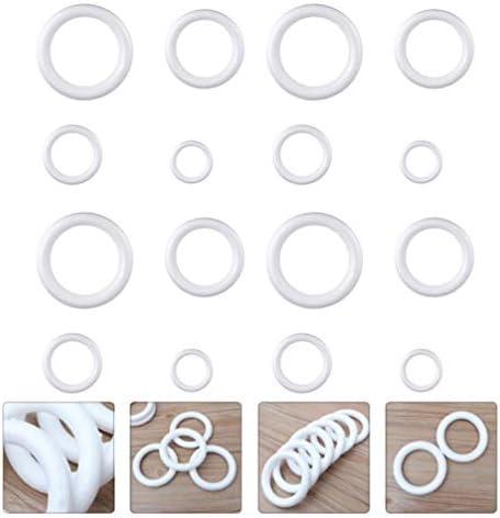 Bolas de artesanato de espuma de pretyzoom 16pcs Ringos de espuma de espuma branca anéis de poliestireno anel para artes