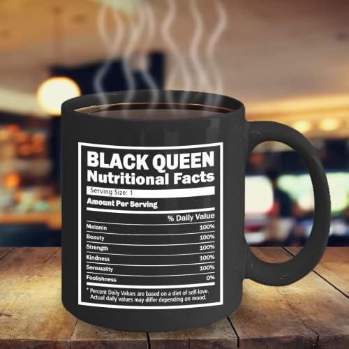 Caneca de café da Black Queen Nutrition Facts, Rainha Africana, Empoderamento das Mulheres Negras, Mês da História Negra, 11 onças, Caneca de Café Preto