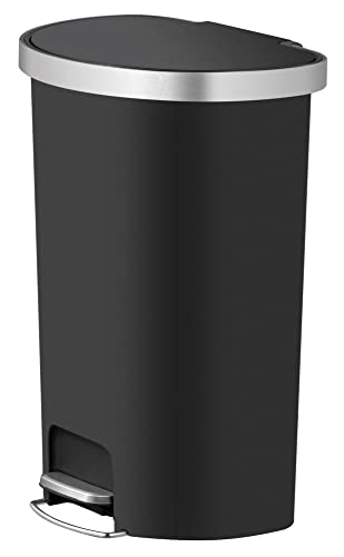 Ixii 14,5-gal de plástico semi-redondo lata de lixo de cozinha, preto