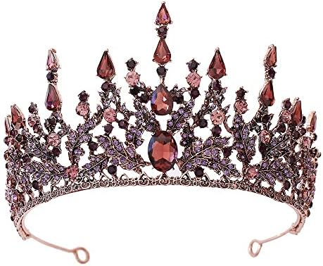 Yybd coroa de noiva barroca, capacete Holloween Crown Princesa Crown Casamento de noivas Tiara Rhinestone Crown