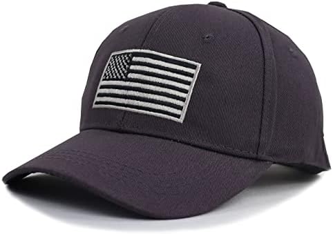 Capinho de beisebol da American Flag, Bordado Ajustado de Chapéu Denim de Algodão Ajustado para Mulheres