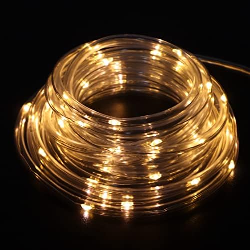 Luz de cordas PLPLAAOO, luzes de cordas ao ar livre LED, luzes de corda externo quente branco leve à prova d'água 50leds