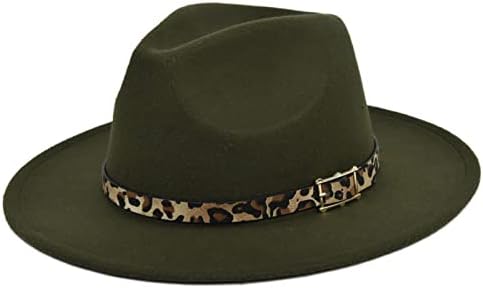 Fivela chapéu panamá fedora com leopardo cinturão amplo tampa de beisebol feminino chapéu de chapéu macio masculino